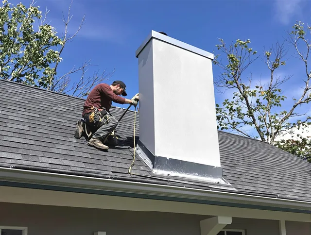 Pataskala Chimney Sweep team member finishing chimney construction in Pataskala, OH
