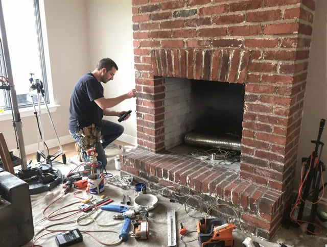 Pataskala Chimney Sweep specialist finalizing chimney liner service in Pataskala, OH