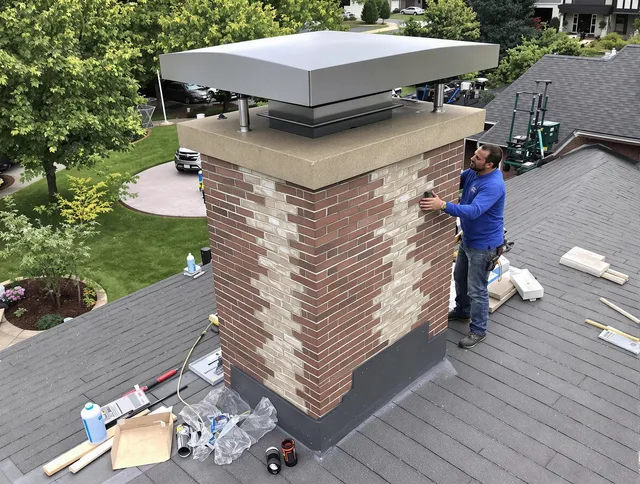 Pataskala Chimney Sweep team working on a custom chimney remodel in Pataskala, OH