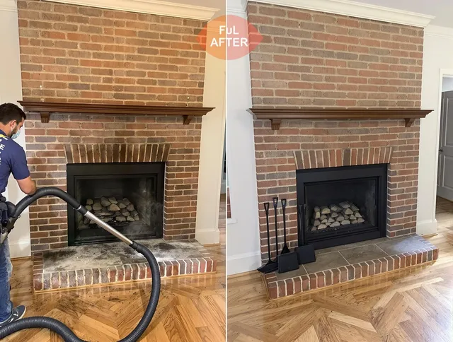 Pataskala Chimney Sweep carefully sanitizing a fireplace in Pataskala, OH